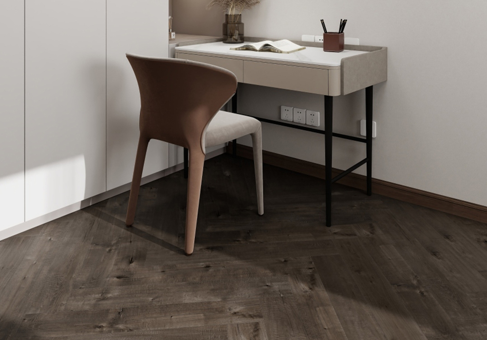 Straight-Plank Mocha-Brown Oak Engineered Wood Flooring-K9ZD1904