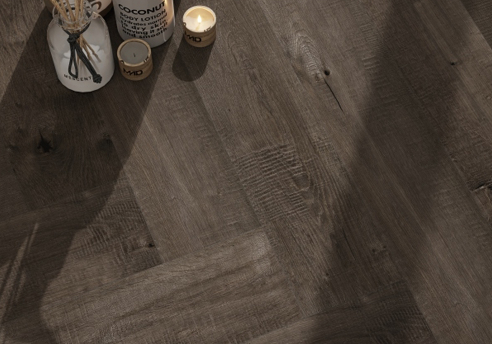Straight-Plank Mocha-Brown Oak Engineered Wood Flooring-K9ZD1904