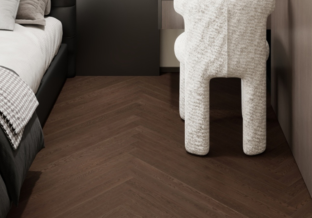 Ultra-Narrow Coffee-Stone Oak Engineered Wood Flooring-KZZ9106