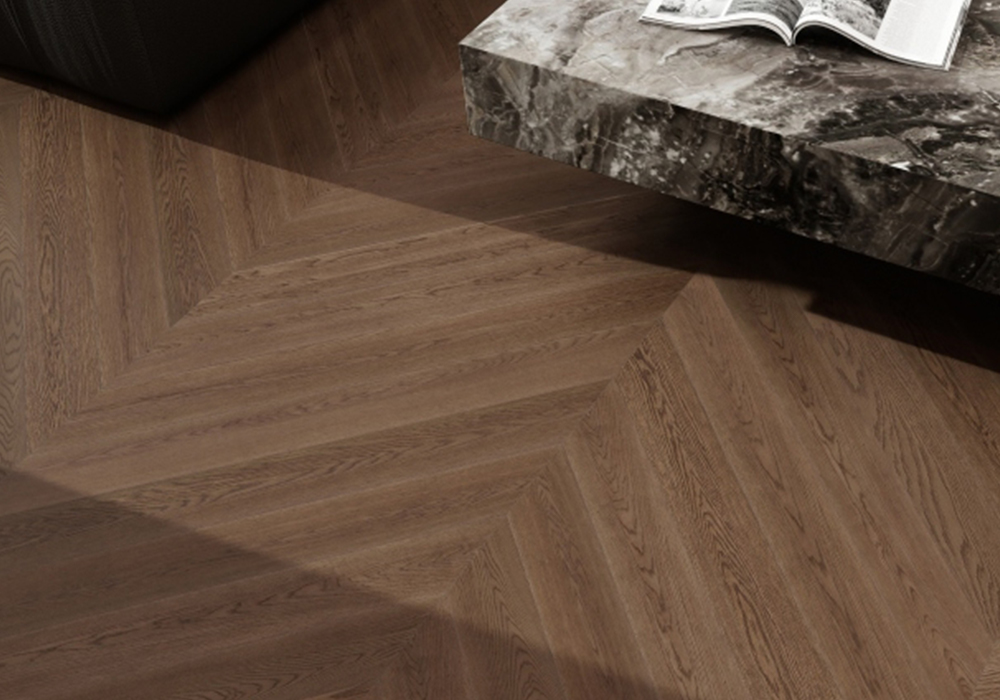 Coffee-Stone Oak Chevron Engineered Wood Flooring-KZY7906