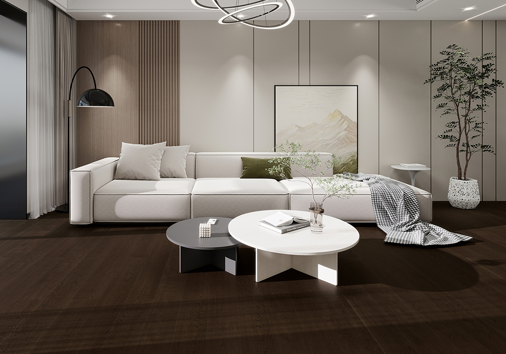 Black-Coffee Finish Oak Slim-Profile Engineered Wood Flooring-CZD1204