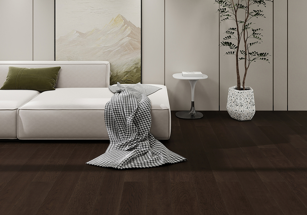 Black-Coffee Finish Oak Slim-Profile Engineered Wood Flooring-CZD1204