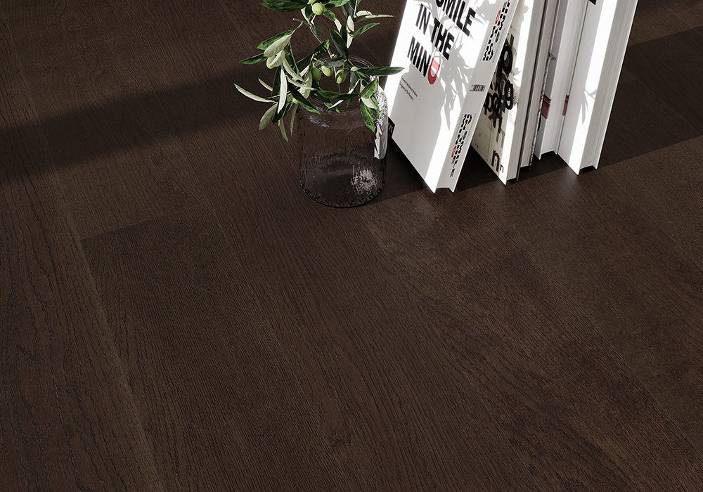 Black-Coffee Finish Oak Slim-Profile Engineered Wood Flooring-CZD1204