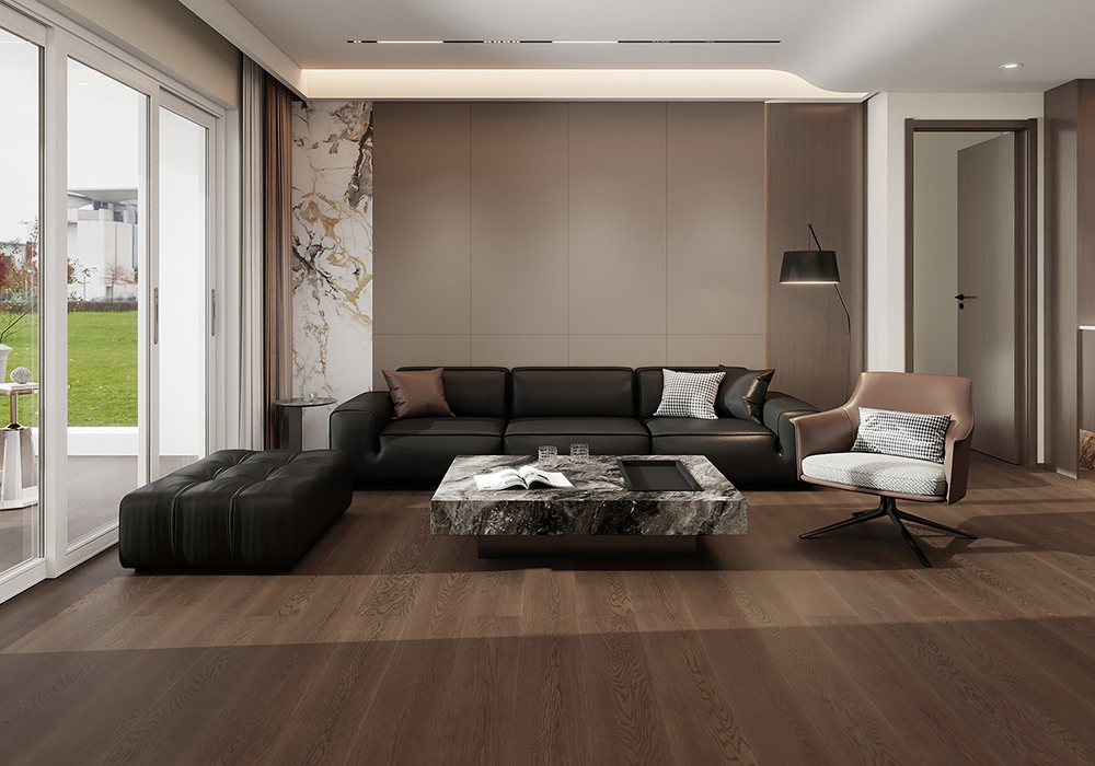 Oak Straight-Plank Coffee-Stone Engineered Wood Flooring-KZD1206