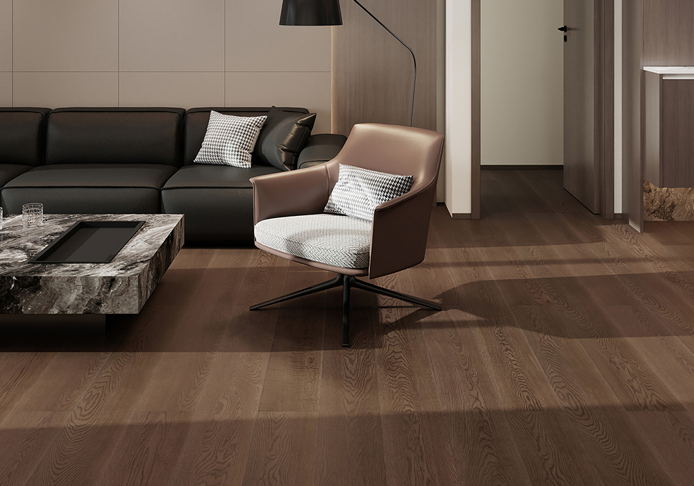 Oak Straight-Plank Coffee-Stone Engineered Wood Flooring-KZD1206