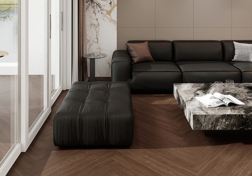 Oak Straight-Plank Coffee-Stone Engineered Wood Flooring-KZD1206