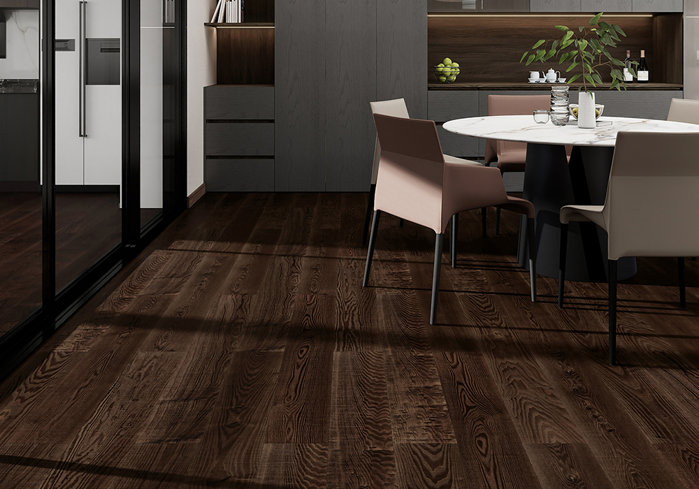 Textured Gilded-Gold Ash Engineered Wood Flooring-QQD1225