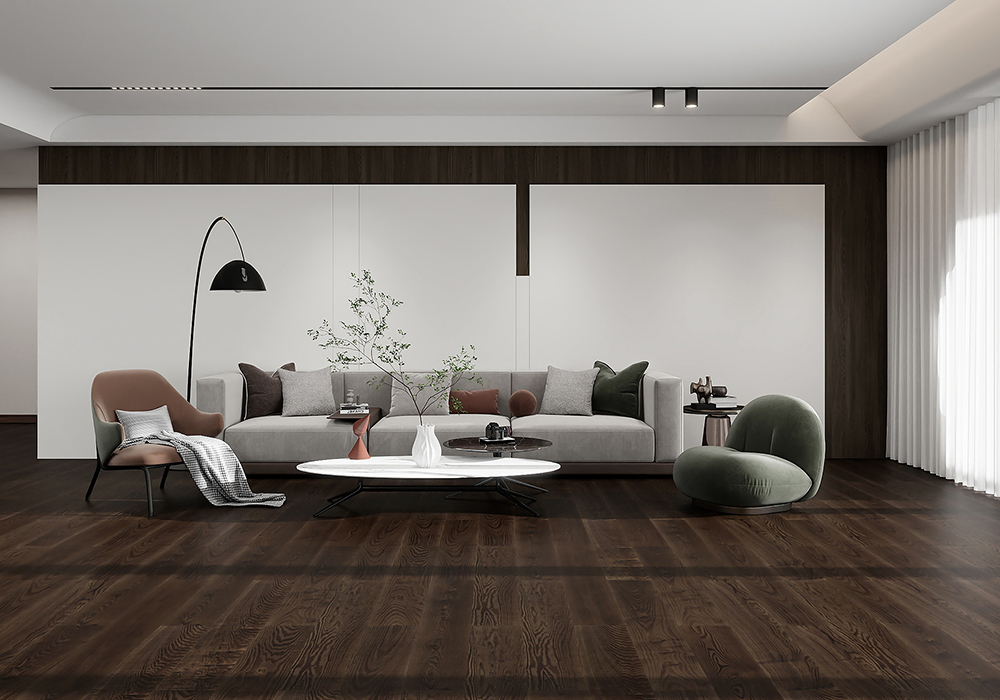 Textured Gilded-Gold Ash Engineered Wood Flooring-QQD1225