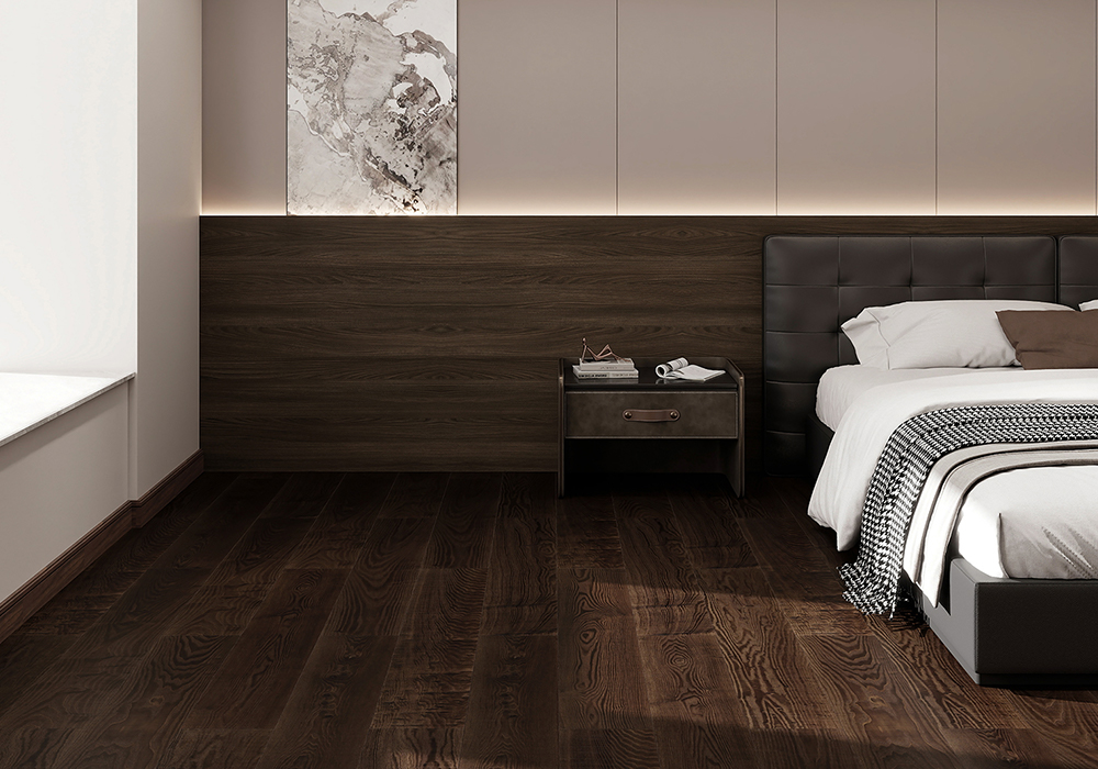 Textured Gilded-Gold Ash Engineered Wood Flooring-QQD1225