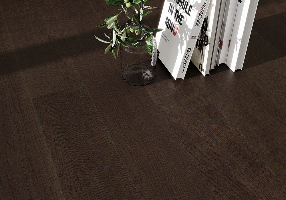 Black-Coffee Finish Oak Slim-Profile Engineered Wood Flooring-CZD1204