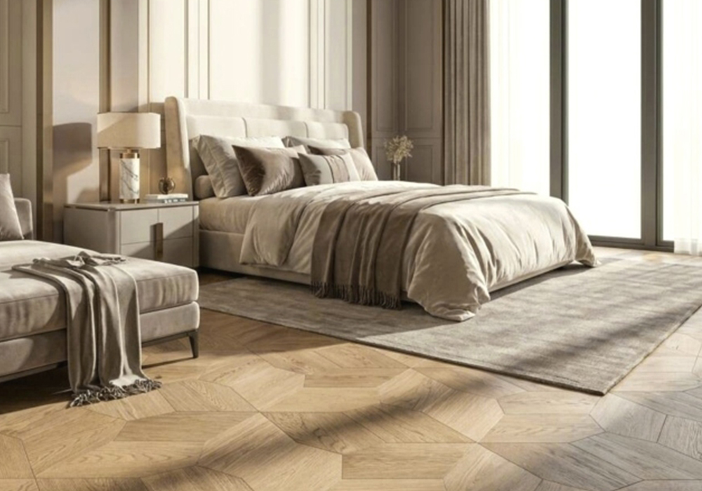 W9ZW3301 Pentagon Parquet Oak Geometric Courtyard Flooring Panel