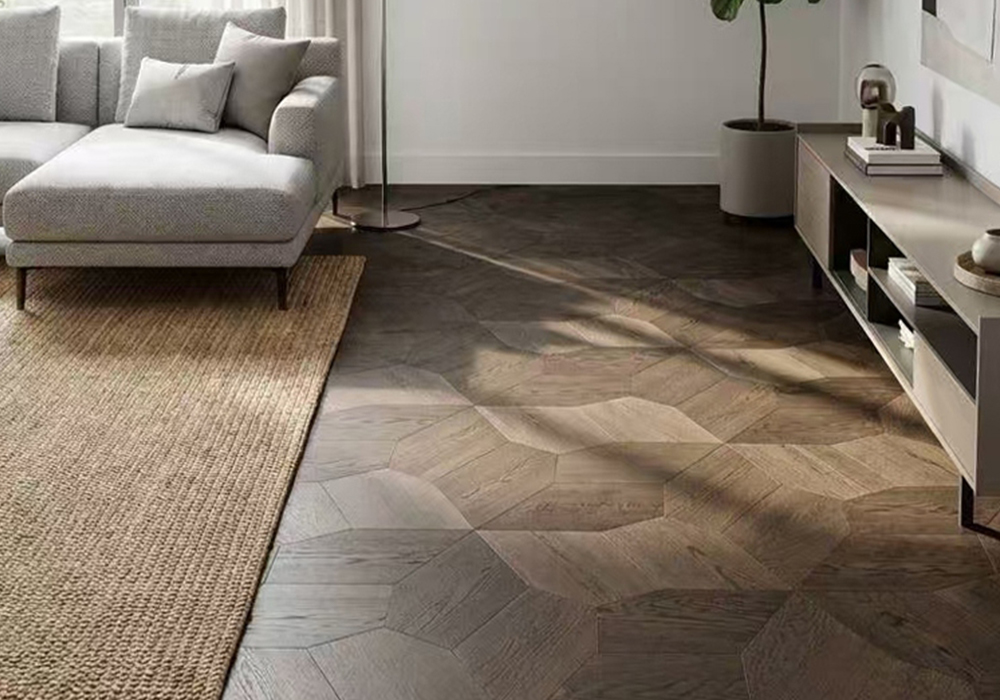 W9ZW3302 Dark Pentagon Parquet Oak Pavilion Flooring Panel