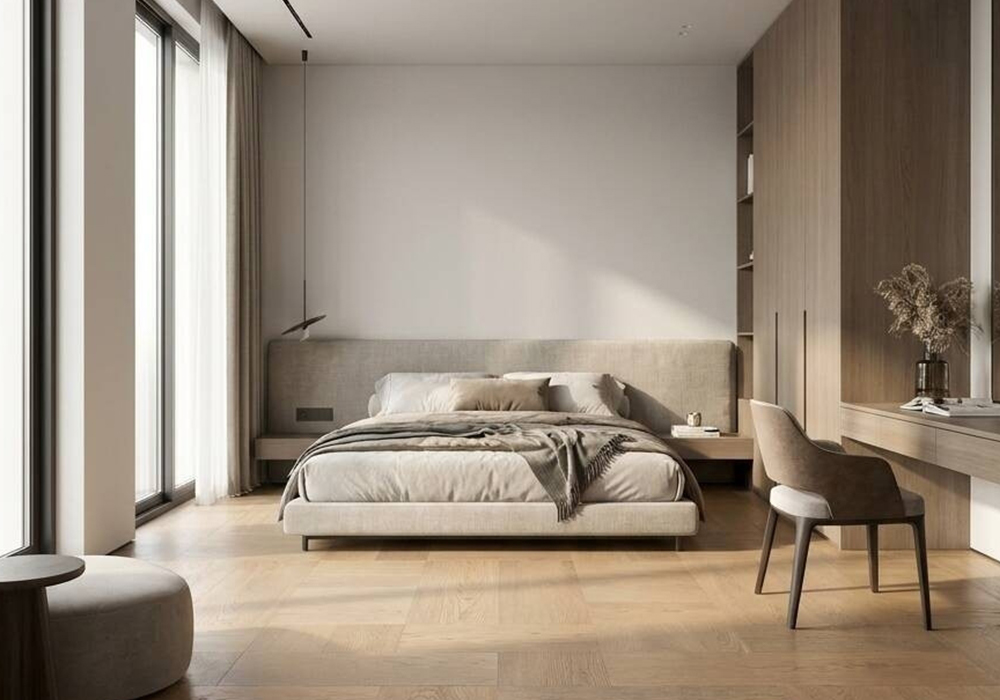 W9ZF5702 Square Parquet Oak Soft Cloud Flooring Panel