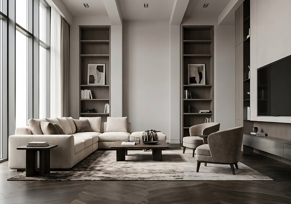 W9TD6001 Large Leaf Parquet Walnut Refined Elegance Flooring